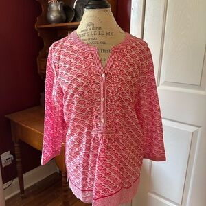 Talbots Pink and White Patterned Top